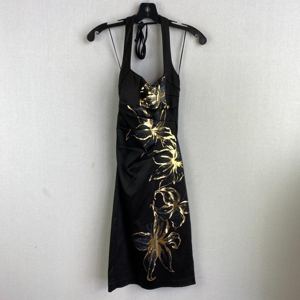 CACHE Black Floral Print Dress